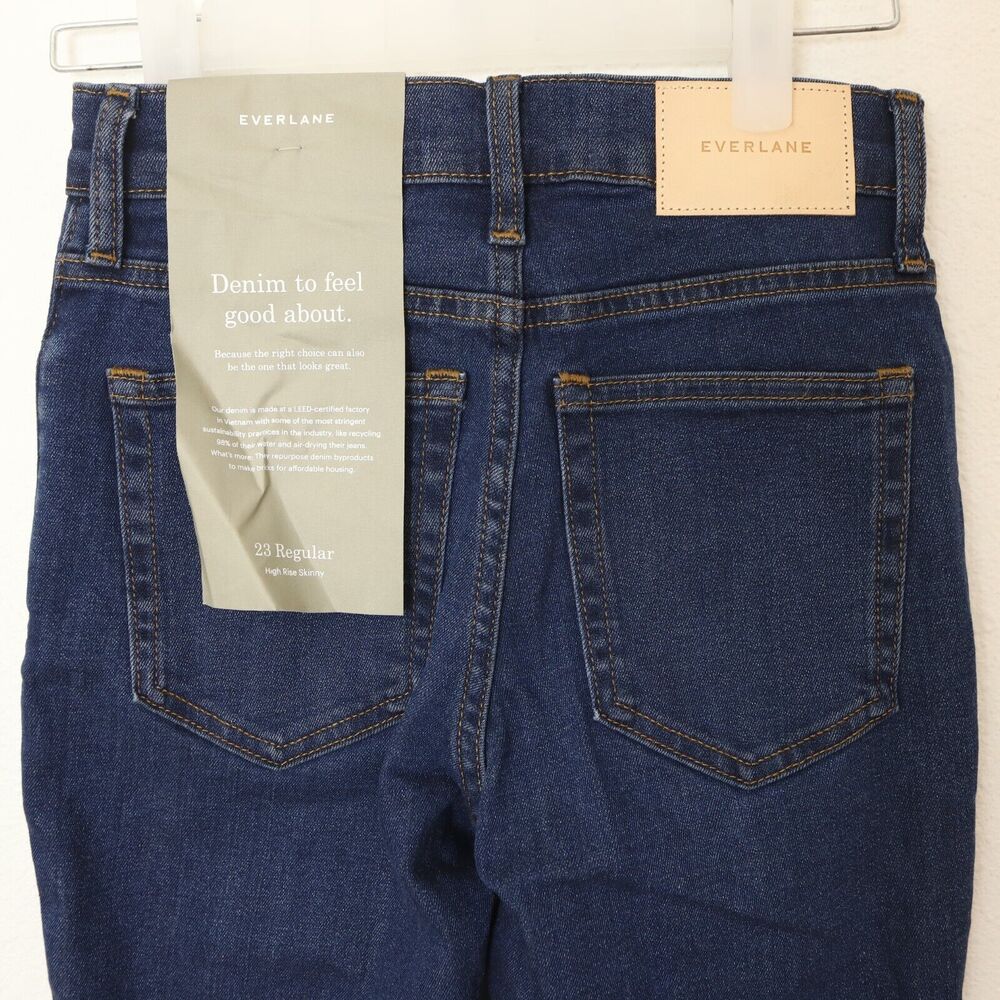 Everlane Authentic Stretch High Rise Skinny 23 R Zip Fly Mid Blue NWT B38 - Picture 4 of 6